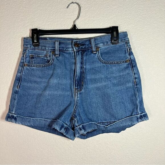 American Eagle Blue High Rise Cuffed Mom Short Shorts Women's Size 4 - Picture 1 of 8